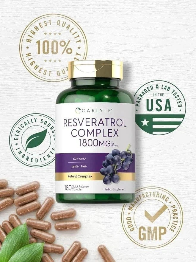 Carlyle Resveratrol Complex 180 Capsules | Trans Resveratrol & Grape Seed