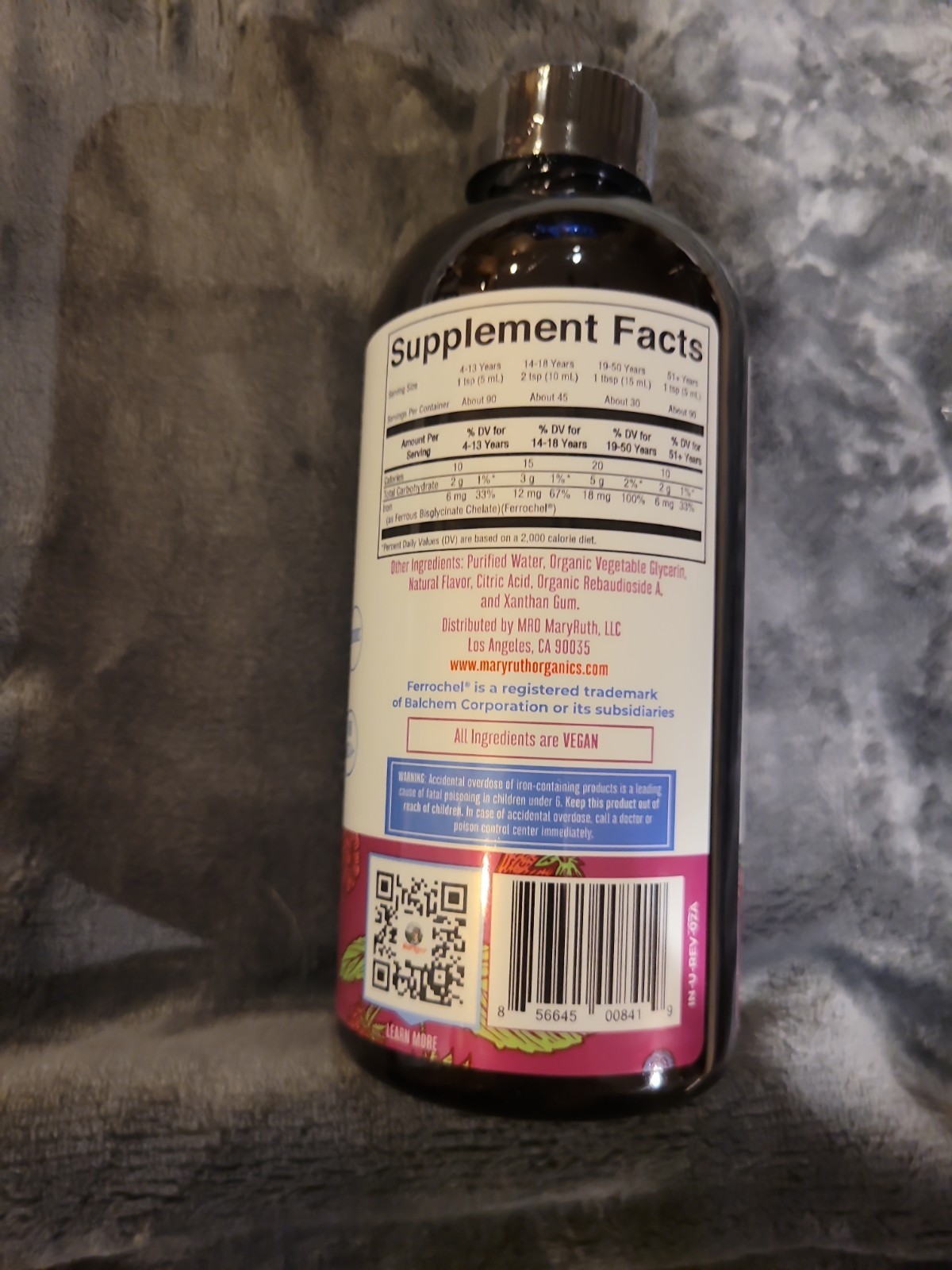 MaryRuth’s Vegan Liquid Iron Overall Health Berry Flavor 15.22 fl oz