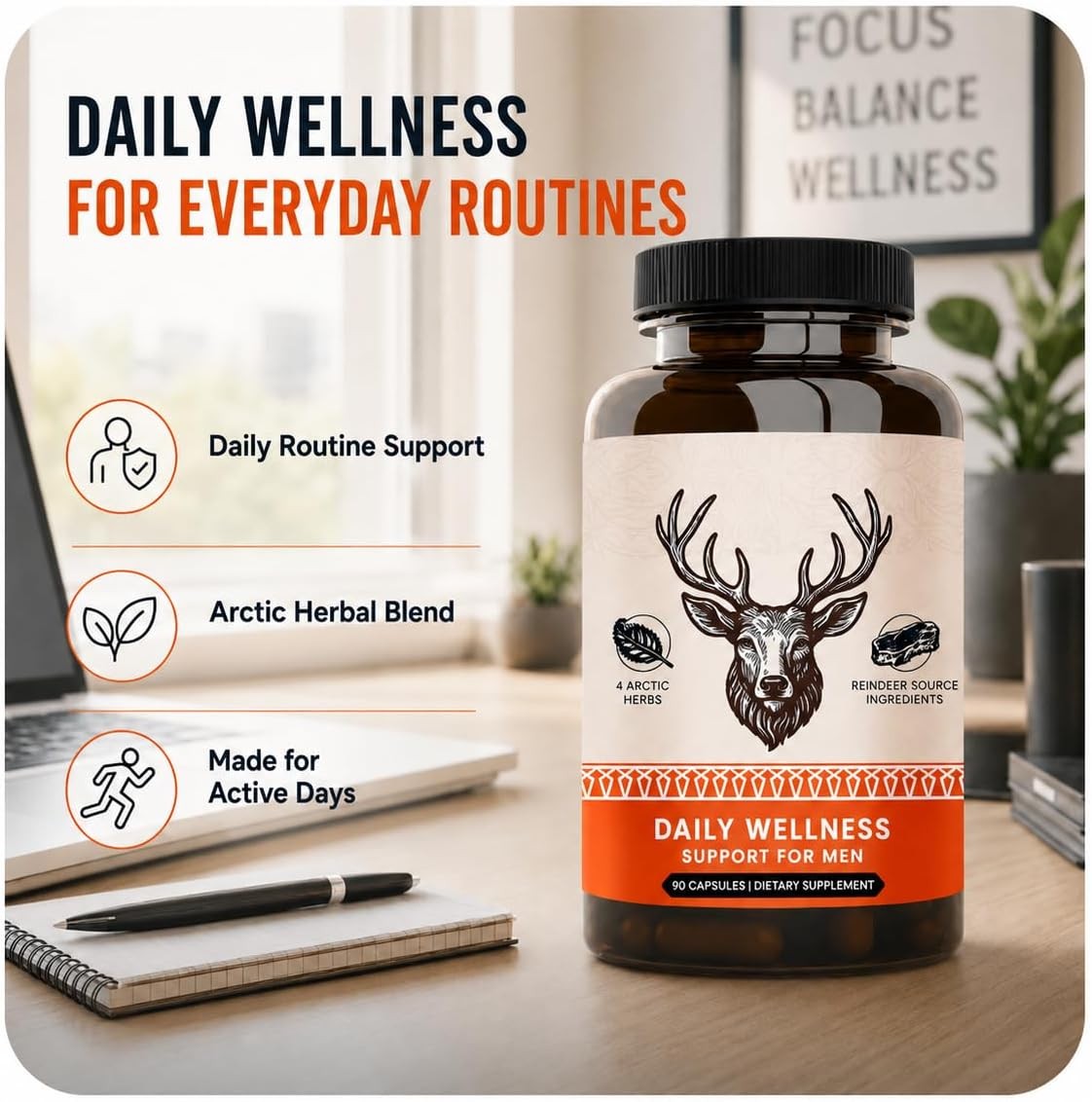 Primal Viking Men’S Overall Well-Being Supplement – Arctic Herbal & Caribou Extr