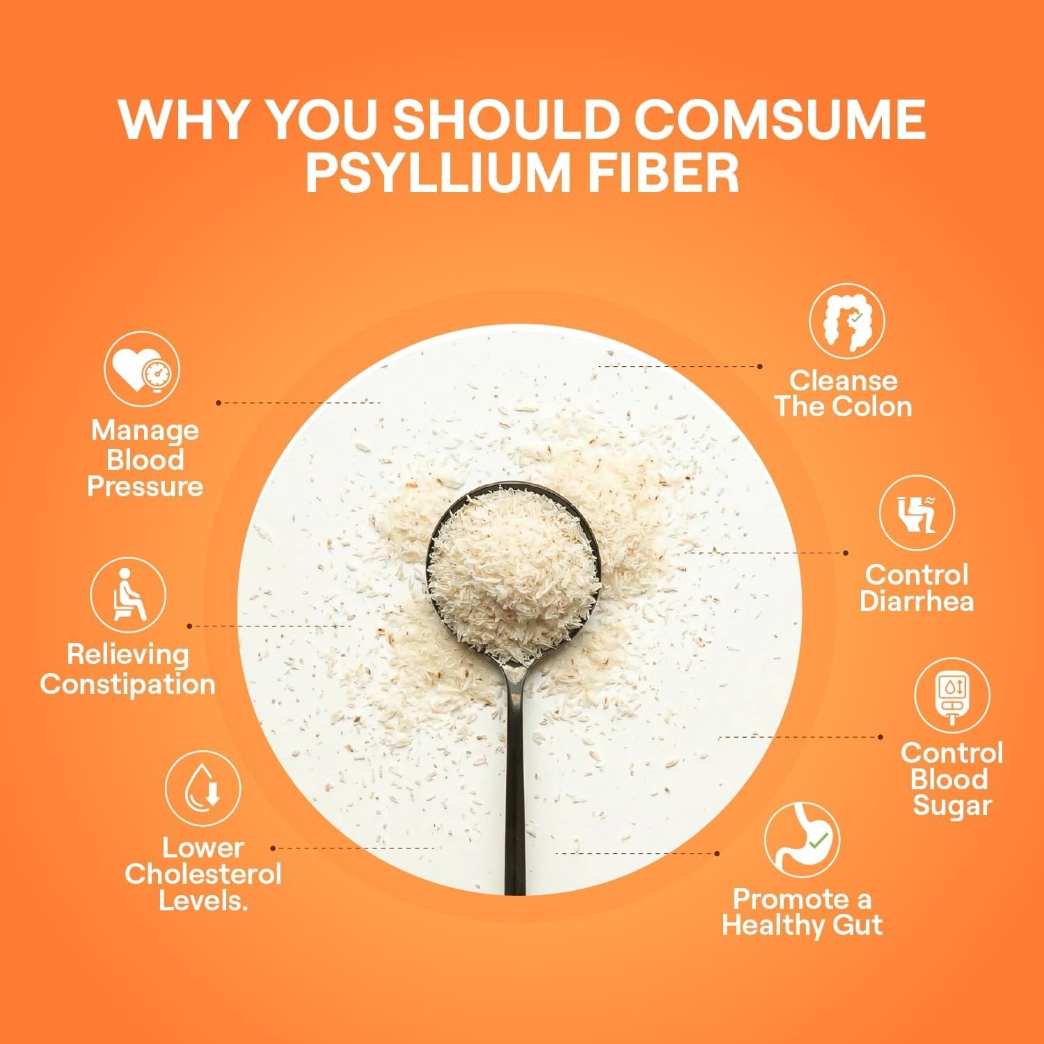 Delicious Orange Psyllium Husk Powder – & Non-GMO Fiber Supplement 100g