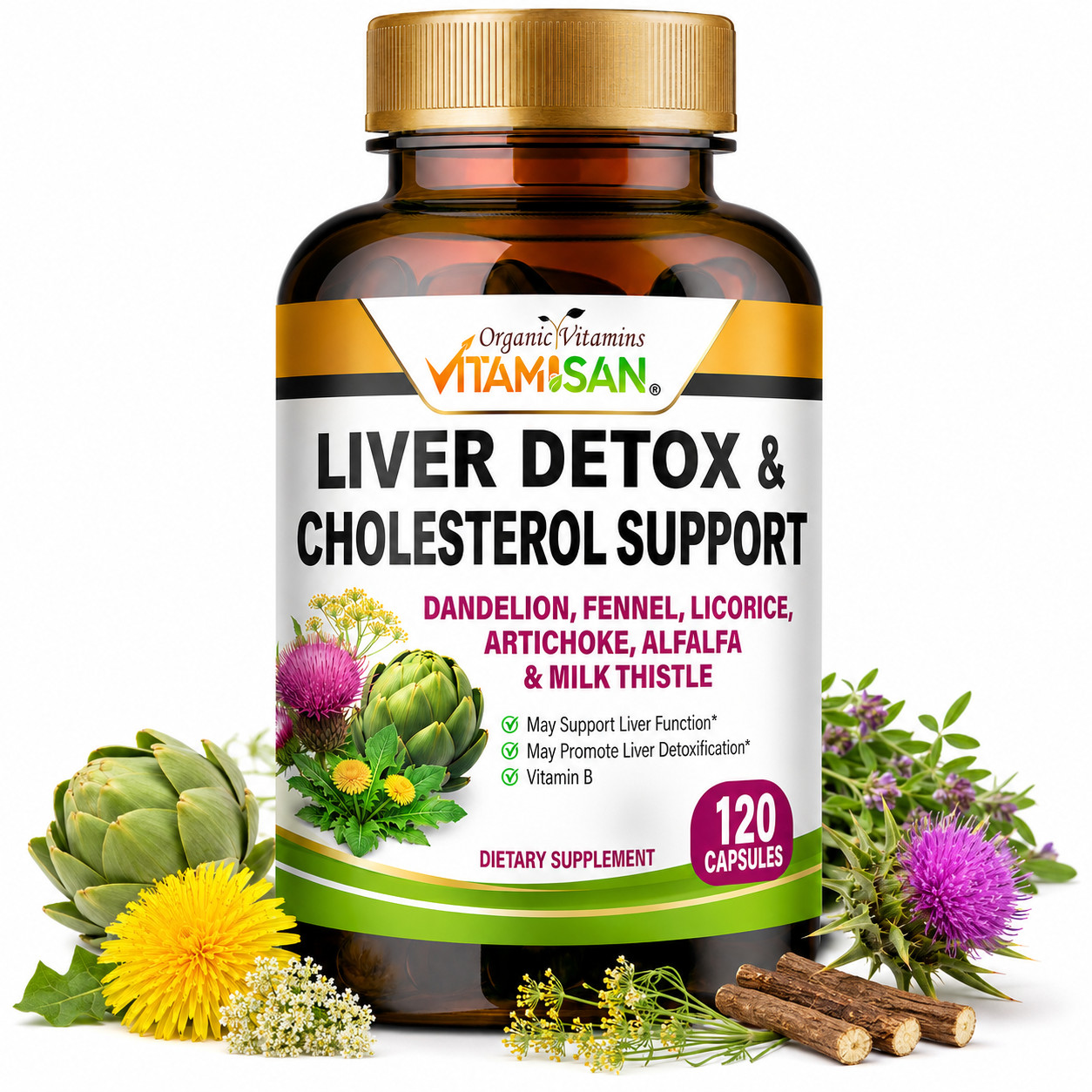 #1 Tablets liver clean health support fat naturals detox cleanse 120 cap