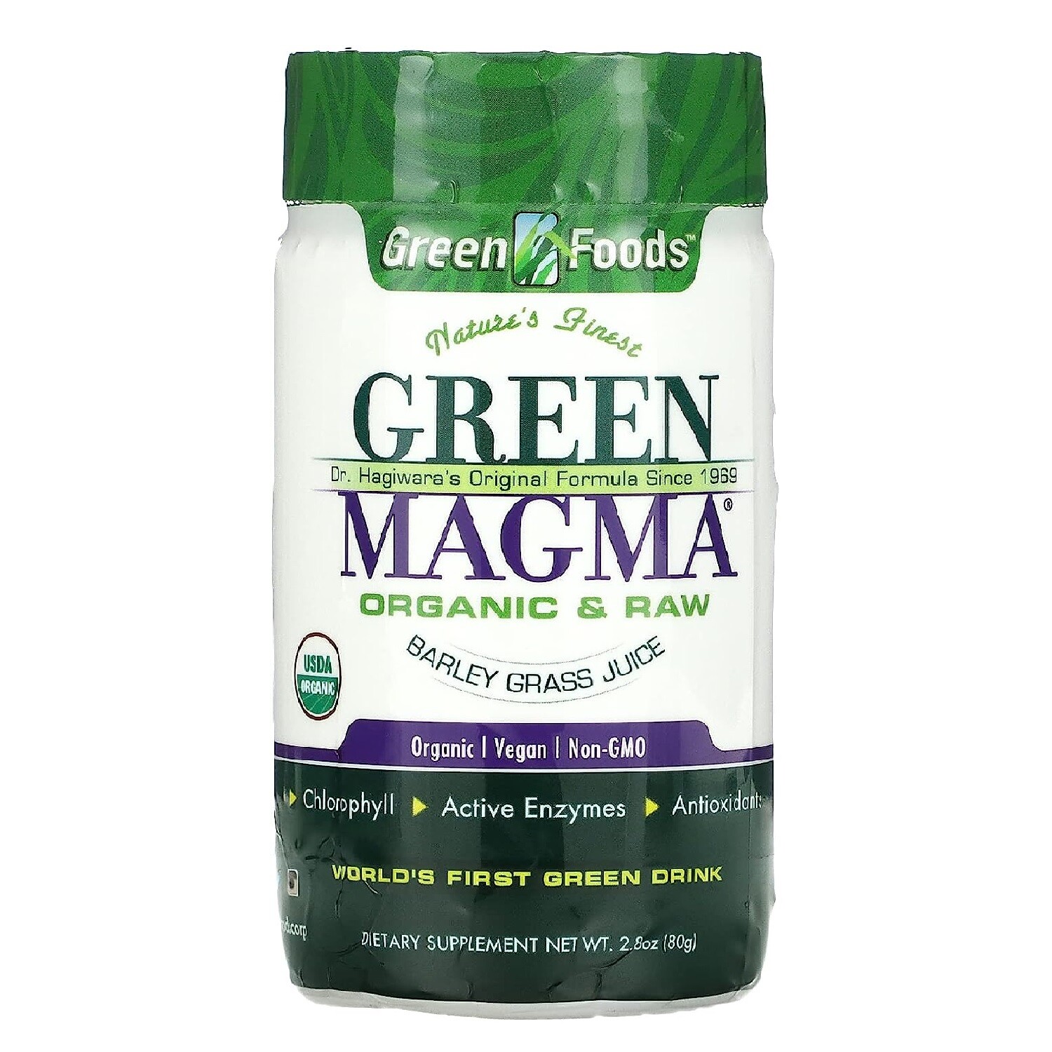 Green Foods Green Magma Organic & Raw Barley Grass Juice Supplement 2.8 Oz