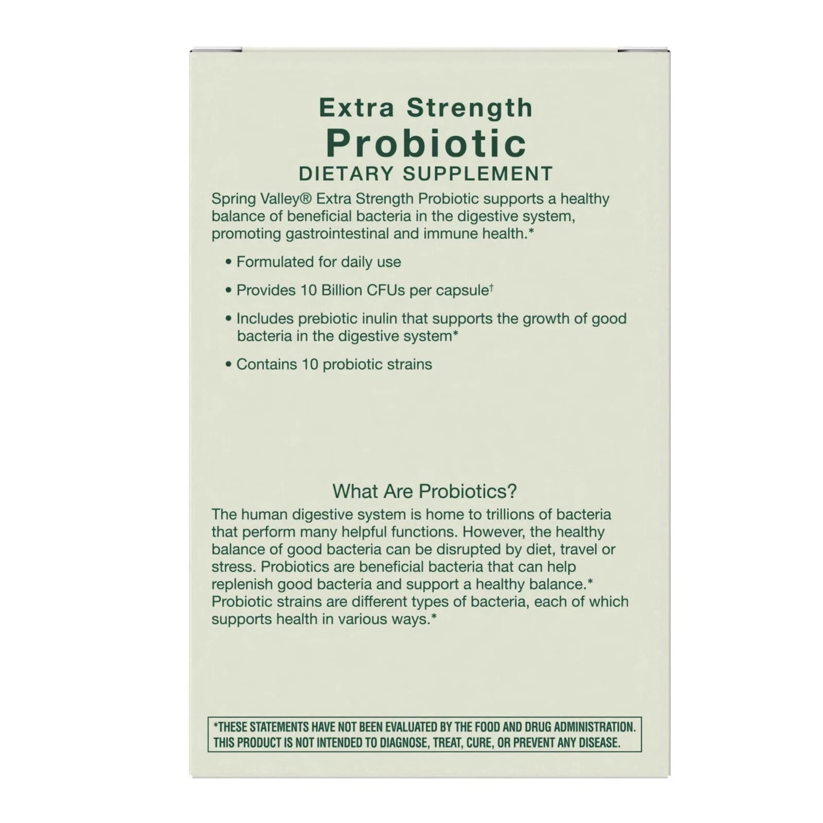Spring Valley Extra Strength Probiotic 10 Billion CFU 2 Pack 60 Veg Capsules
