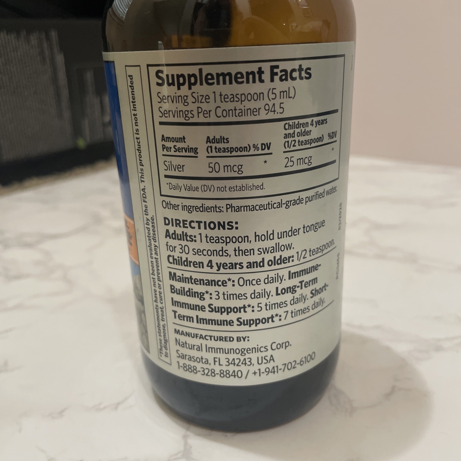 Sovereign Silver Immune Support – Colloidal Silver, 10 Oz Read 10 Ppm 3/28