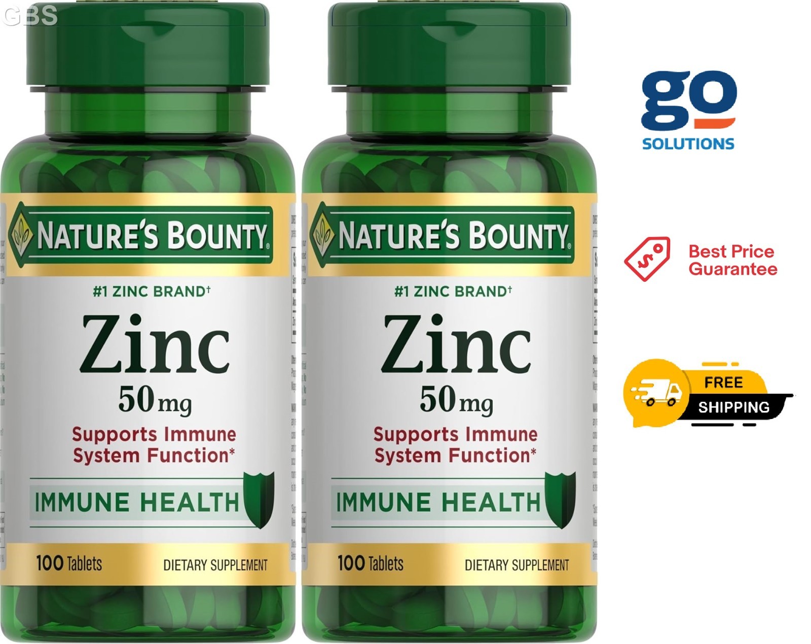 Nature’s Bounty Zinc 50mg Caplets 100 Count (Pack of 2) Immune System Support