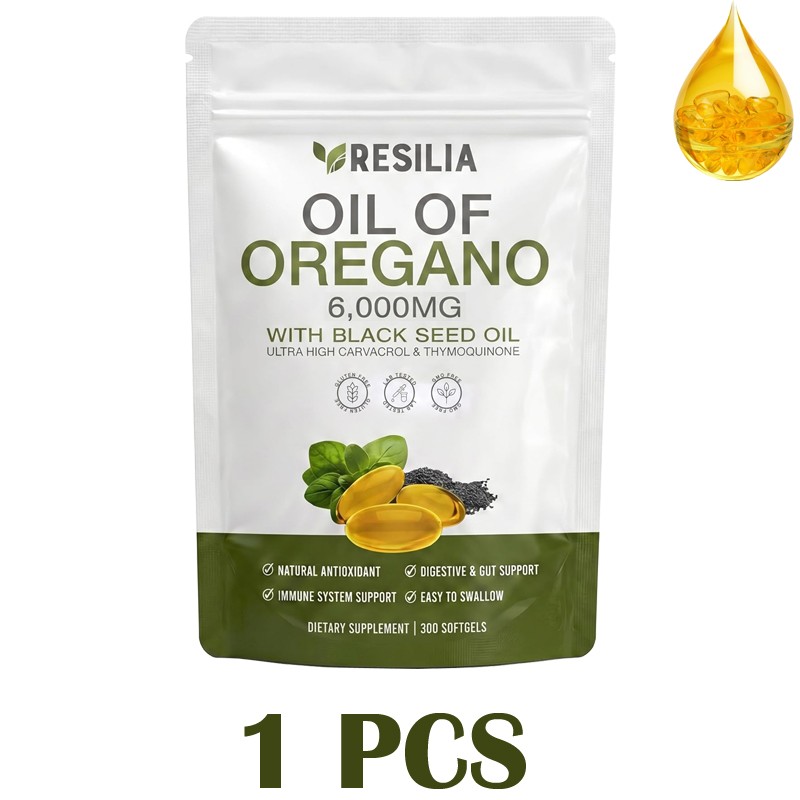 5PCS Resilia Oil of Oregano 6000mg with Black Seed Oil Softgels – 60 Capsules US