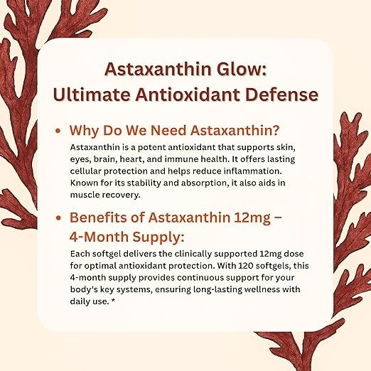 3 PACK Astaxanthin 120 Softgels 12mg – Supports Eye Health and Joint Health