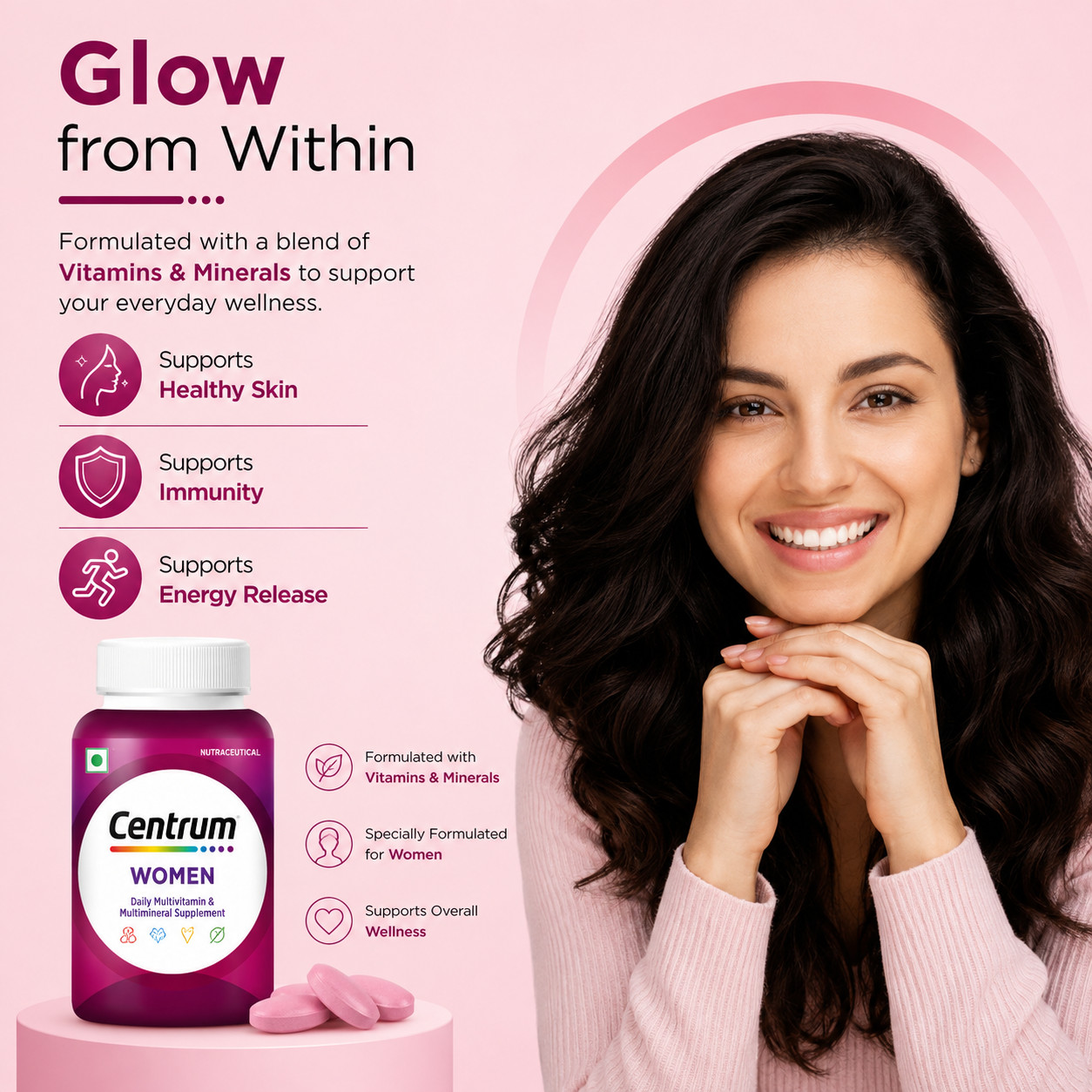 Multivitamin Tablet for Women|With 23 Vital Nutrients – 50 Tablets