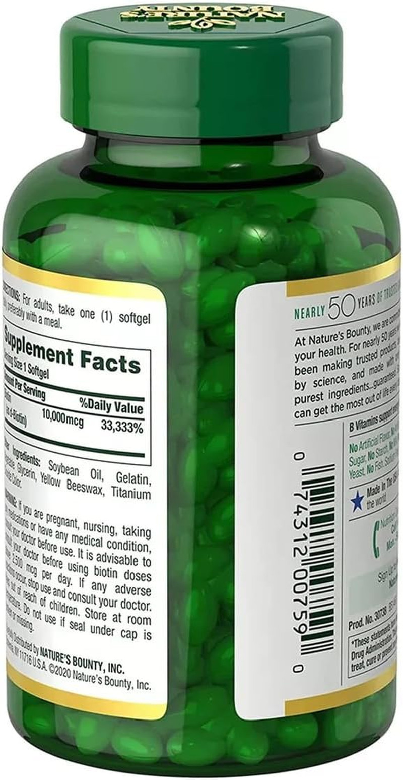 Biotin 10,000 Mcg, 250 Rapid Release Softgels