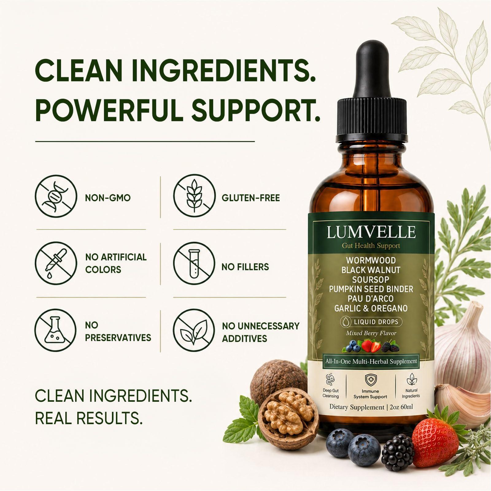 LUMVELLE Wild Harvested Wormwood Herbal Liquid Botanical Supplement Drops