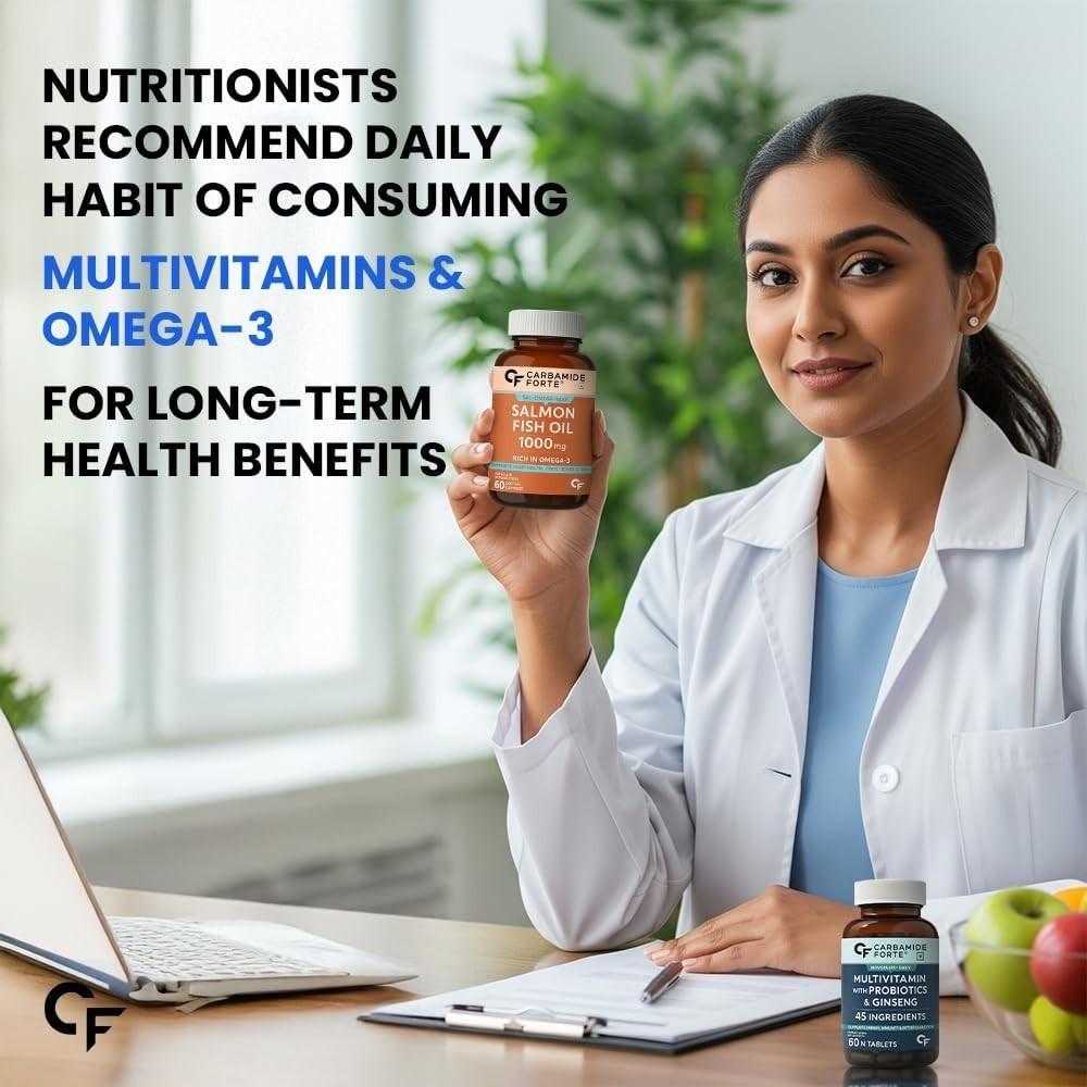 Carbamide Forte Multivitamin Tablet for Men with Probiotics & Salmon Omega 3 Tab