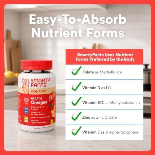 SmartyPants Kids Multivitamin Gummies with Omega 3 DHA/EPA, Vitamins D3, C,