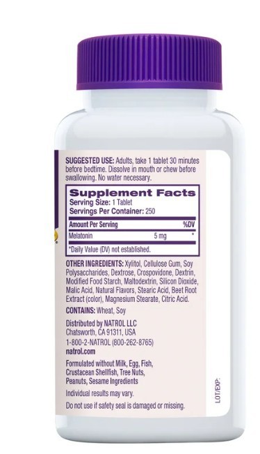 Natrol Melatonin 5 Mg Fast Dissolve Strawberry 250 Tablets Exp 3/2027
