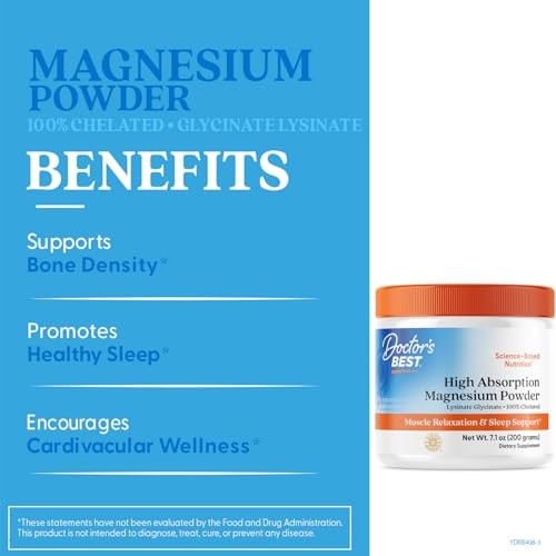 Doctor’s Best High Absorption Magnesium Powder,White, 7.1 Ounce (Pack of 1)