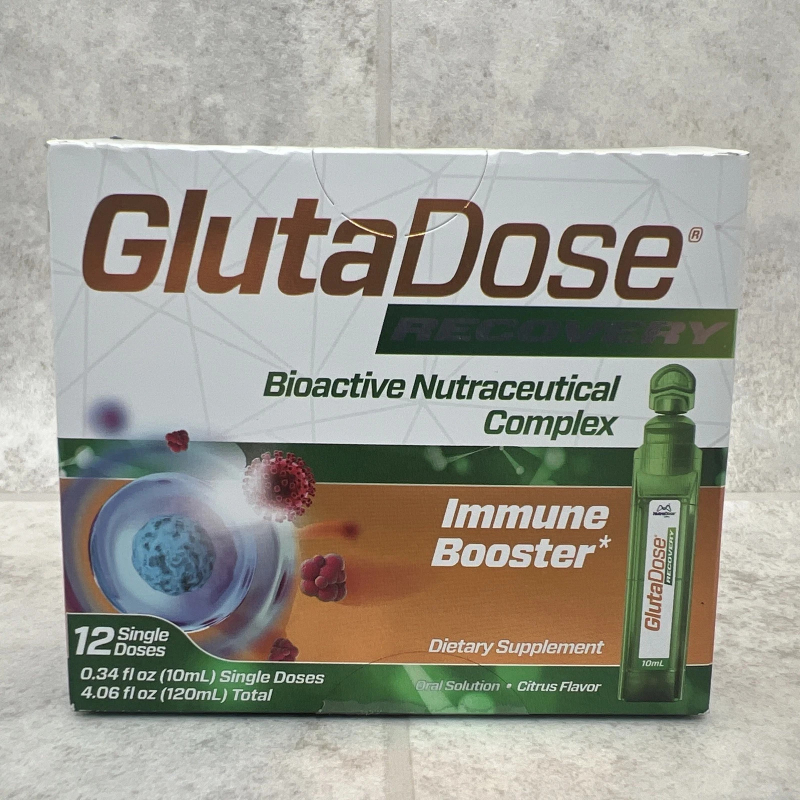 GlutaDose Recovery Immune Booster – 12 Single Doses Each Box- 07/2025