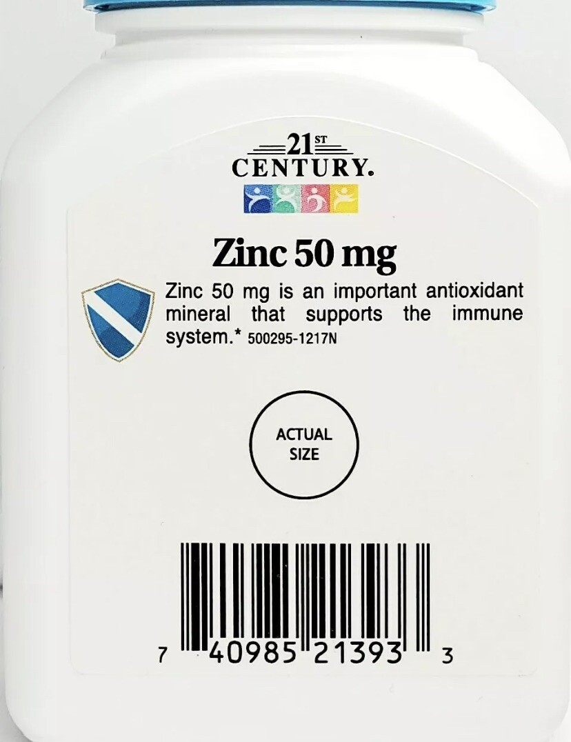 3 PACK- 21st Century Zinc 50 mg 110 ct Bottle Each Exp 03/2025