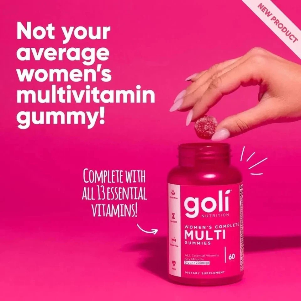2 BOTTLES- NEW Goli Nutrition Women‘s Complete Multi Vitamin Vegan Gummies -60ct