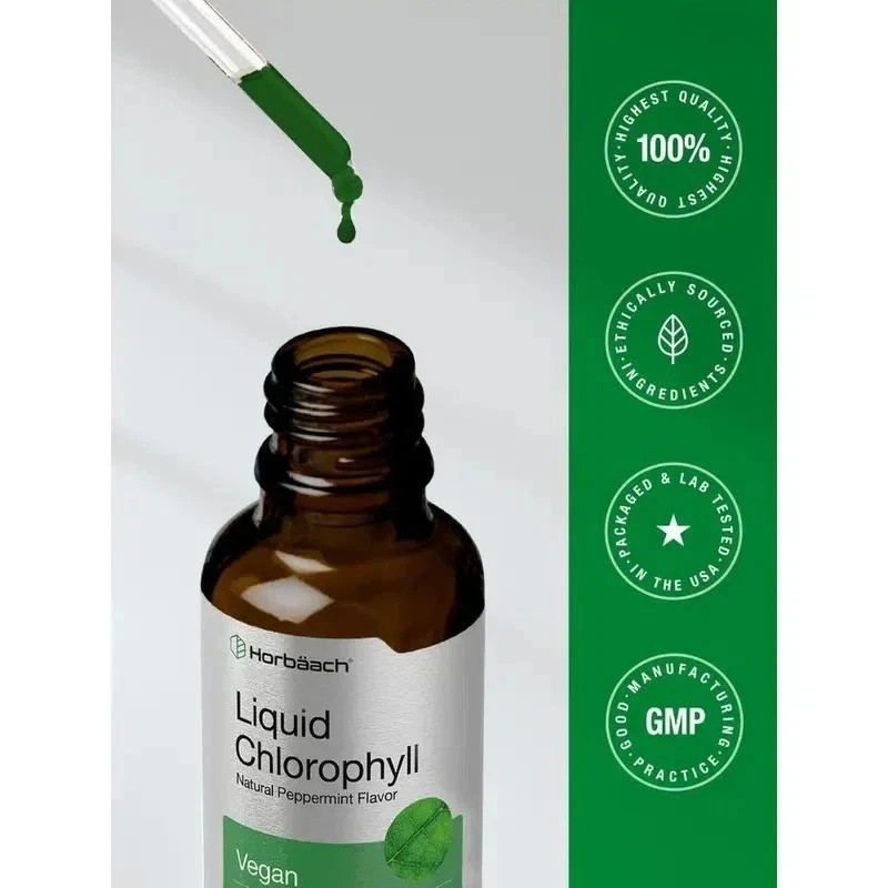 Horbäach Liquid Chlorophyll Drops | Natural oz | 2 Peppermint Flavor | Vegan