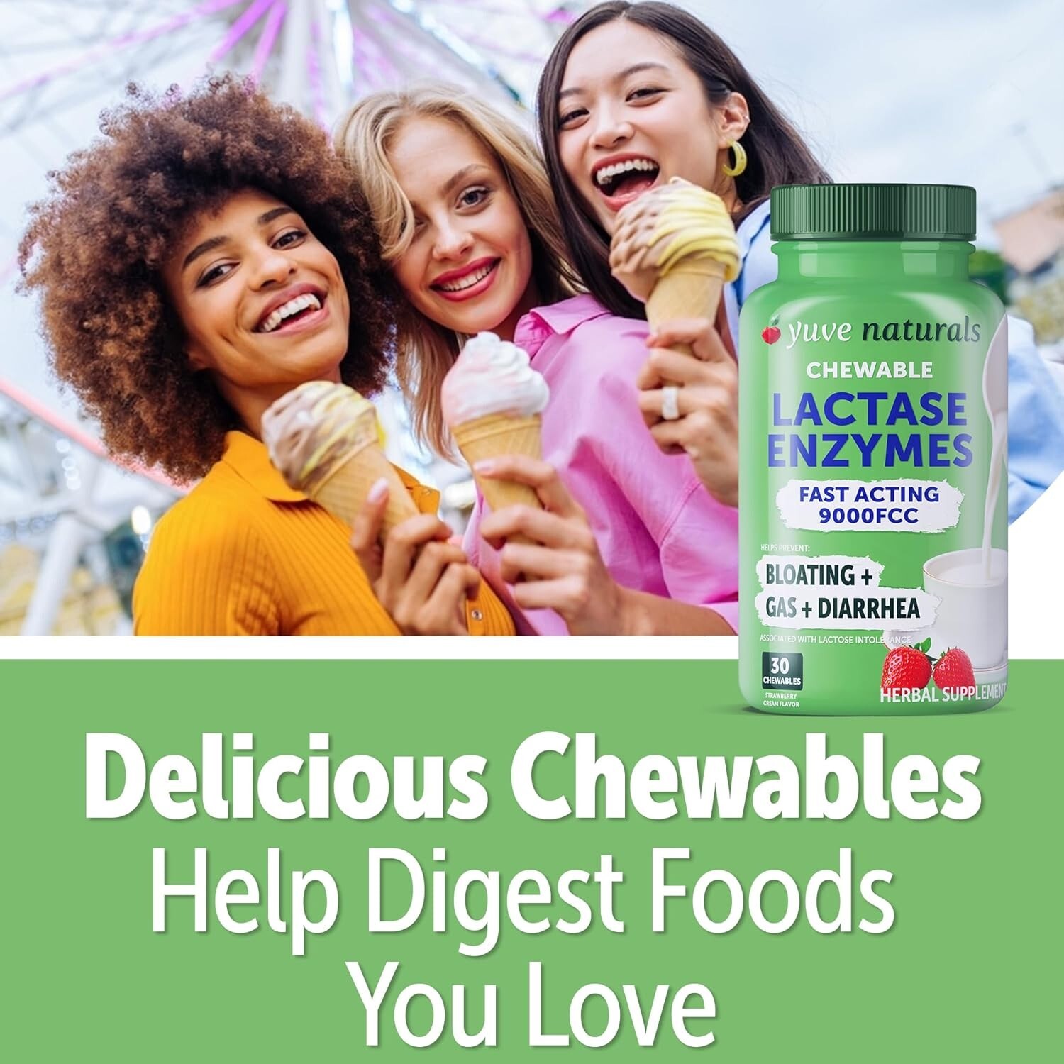 Yuve Dairy Relief Fast Acting Natural Lactase Enzyme 9000 FCC Say Goodbye 08/27