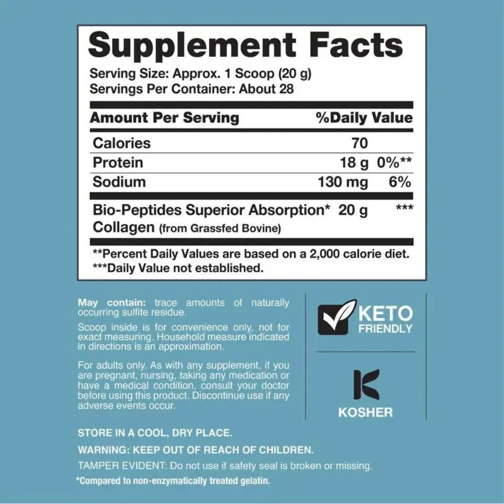 NeoCell Collagen Bio-Peptides Protein – 20oz, Grass Fed for Skin & Joint Support