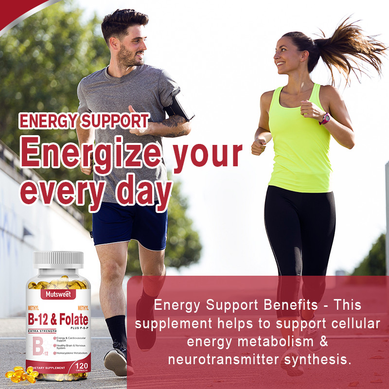 Methyl B-12 & Methyl Folate Plus P5P Vitamin B6, B12, Extra Strength,120 Pills