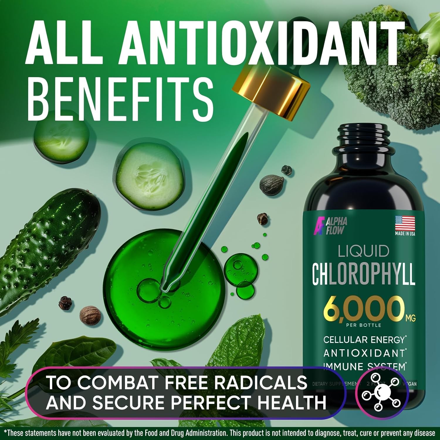 Chlorophyll Liquid Drops 6000 mg – Premium 2 Fl Oz (Pack of 1)