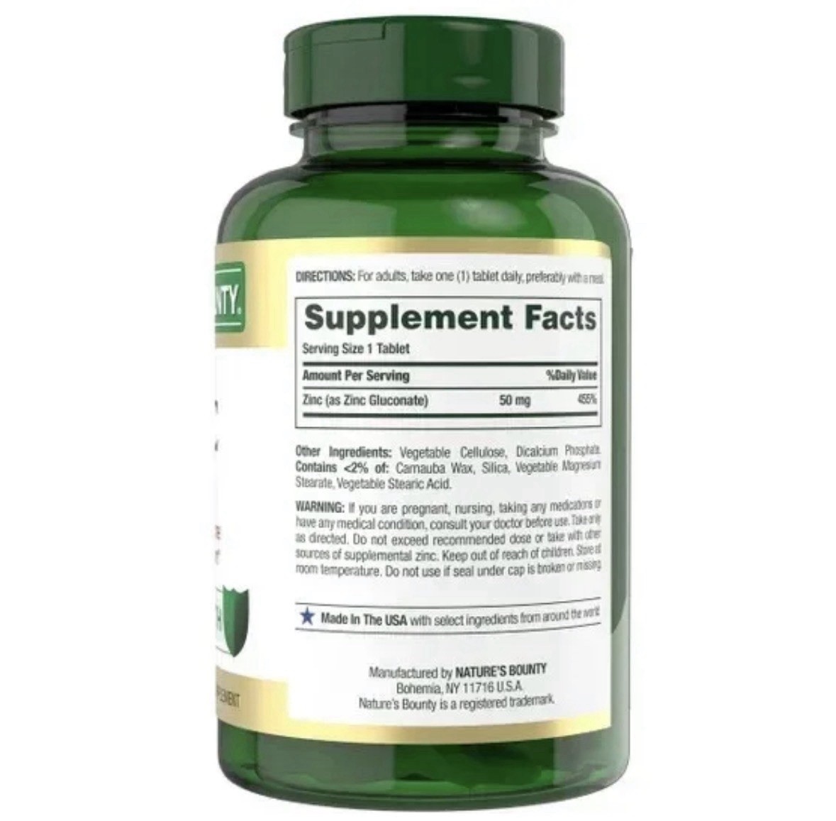 Nature’s Bounty Zinc 50 Mg Tablets Immune System Support – 400 Caplets