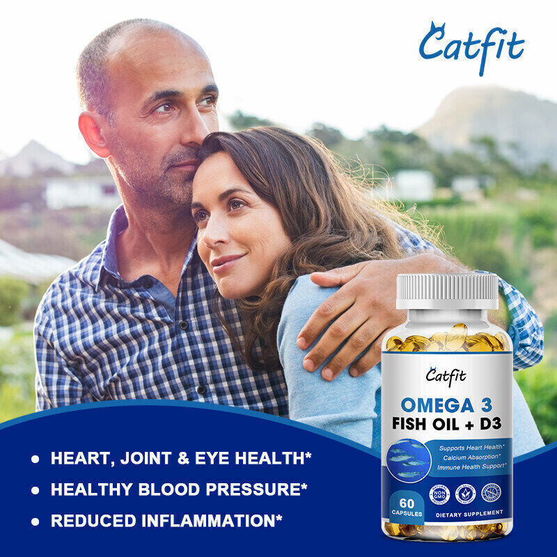 120Pcs Omega 3 Fish Oil+Vitamin D3 Pills 1200mg 3x Strength High Potency