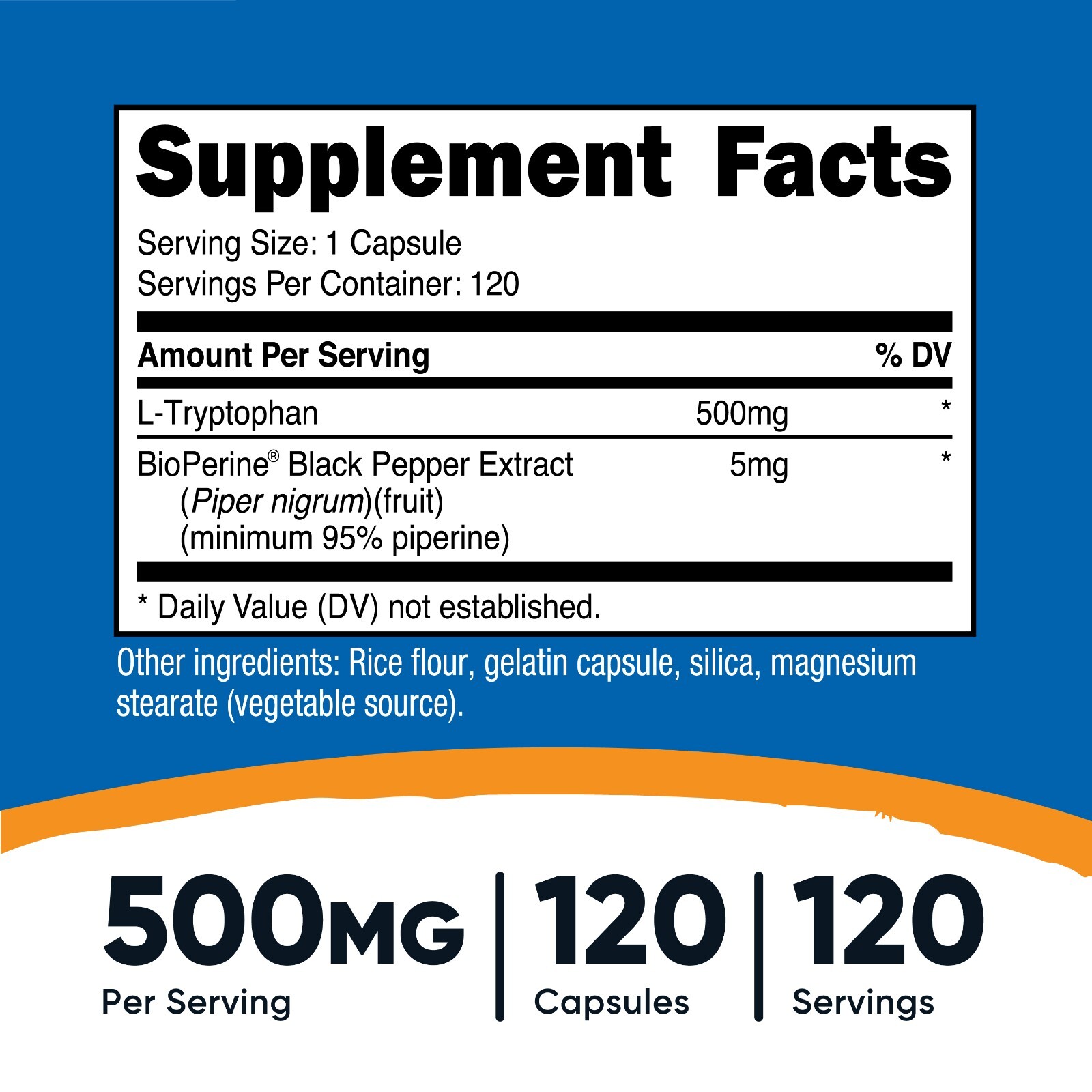 Nutricost L-Tryptophan 500mg, 120 Capsules – Gluten Free, Non-GMO