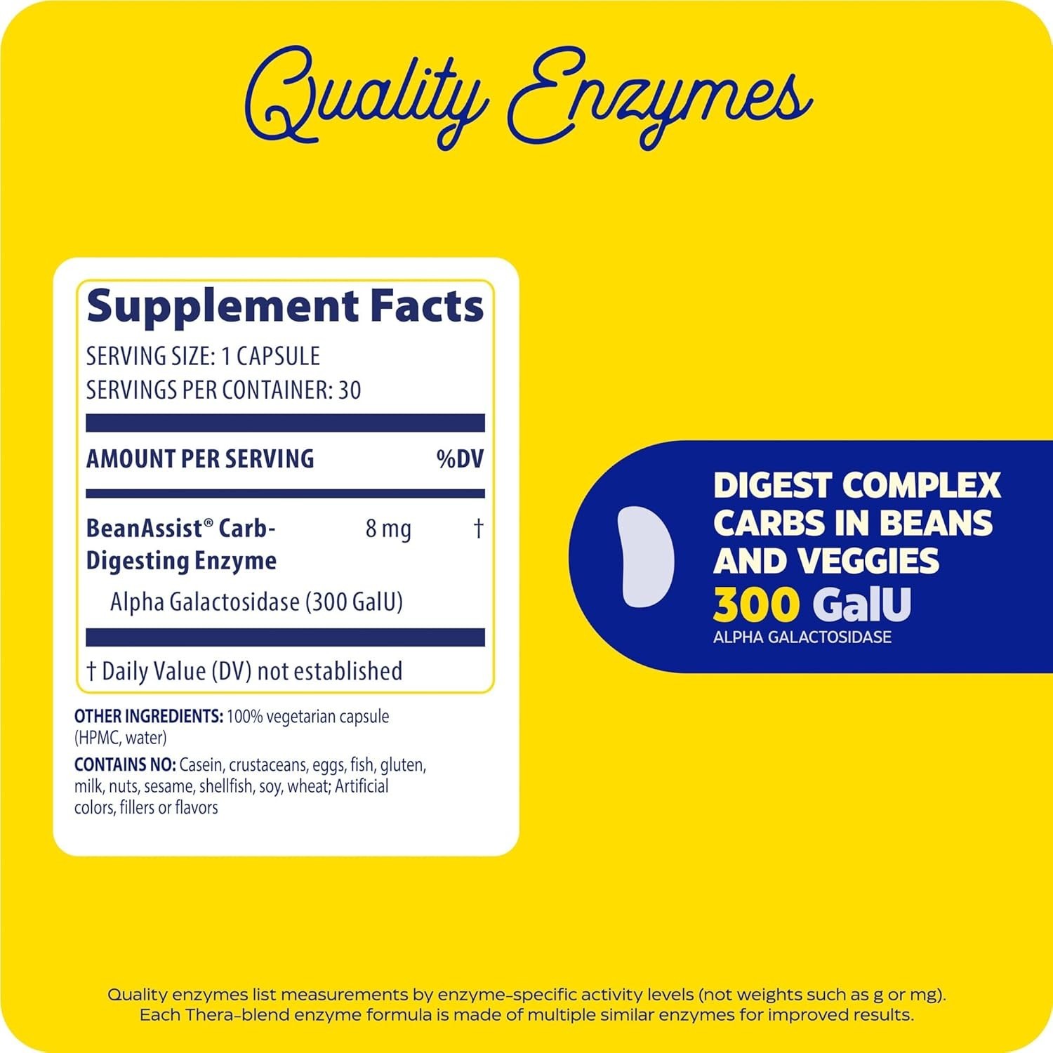 Enzymedica BeanAssist 30 Capsules Digestive Support Fast-Acting Formula