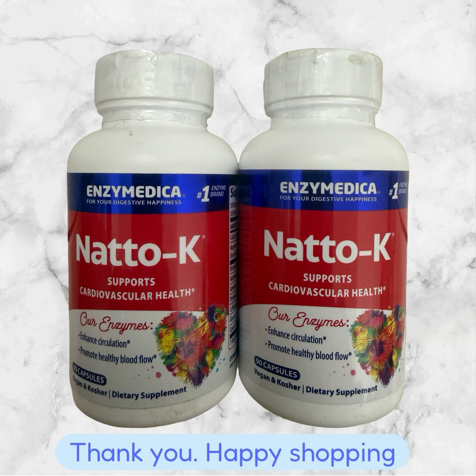 FOR 2 Enzymedica Natto-K – 90 Capsules Each Exp2027+ BRAND NEW SHIPPING