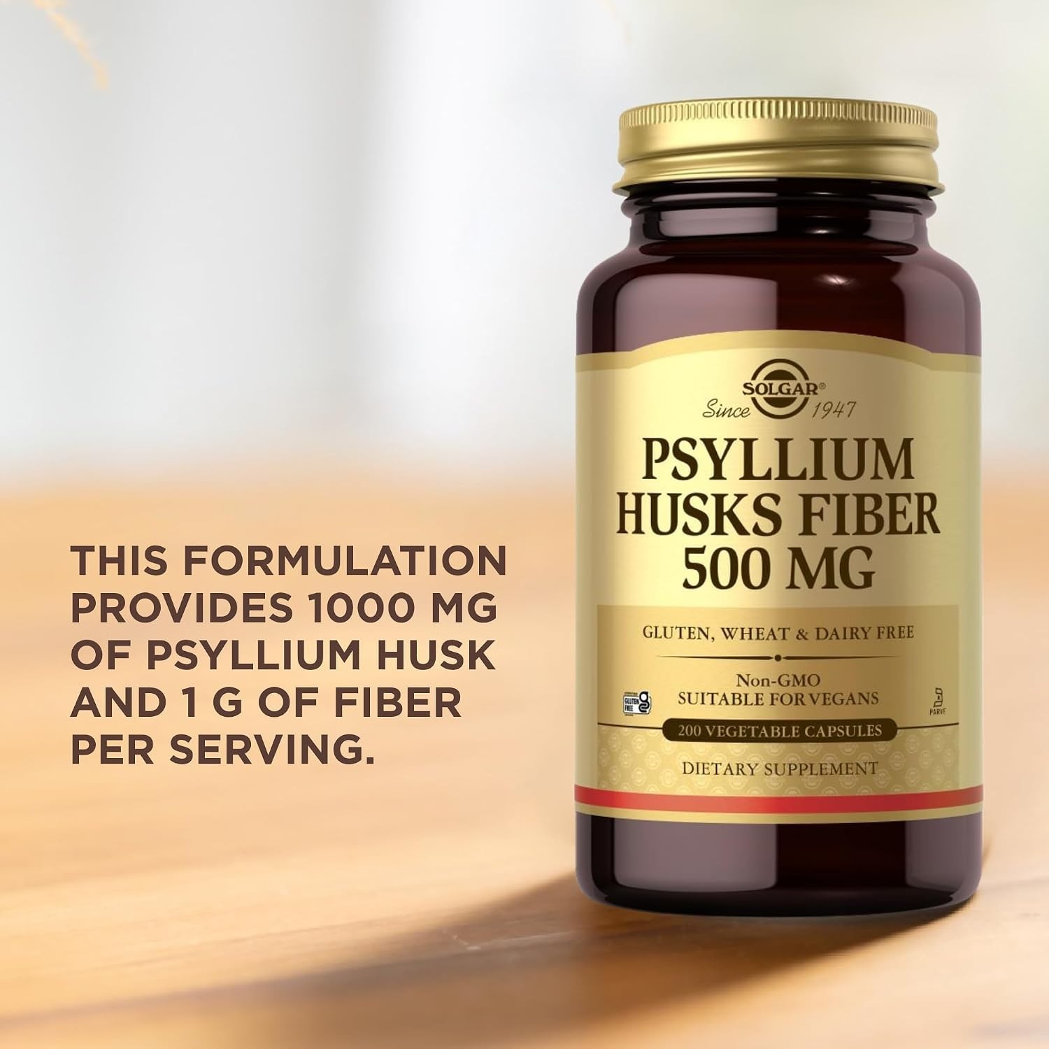 Psyllium Husks Fiber Capsules – 200 Ct for Digestive Health