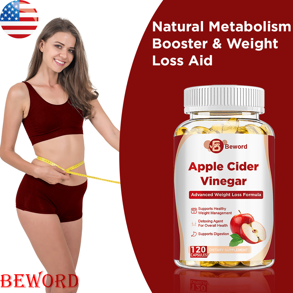 Natural ACV Apple Cider Vinegar Capsules with The Mother 1600mg -60/120 Pills
