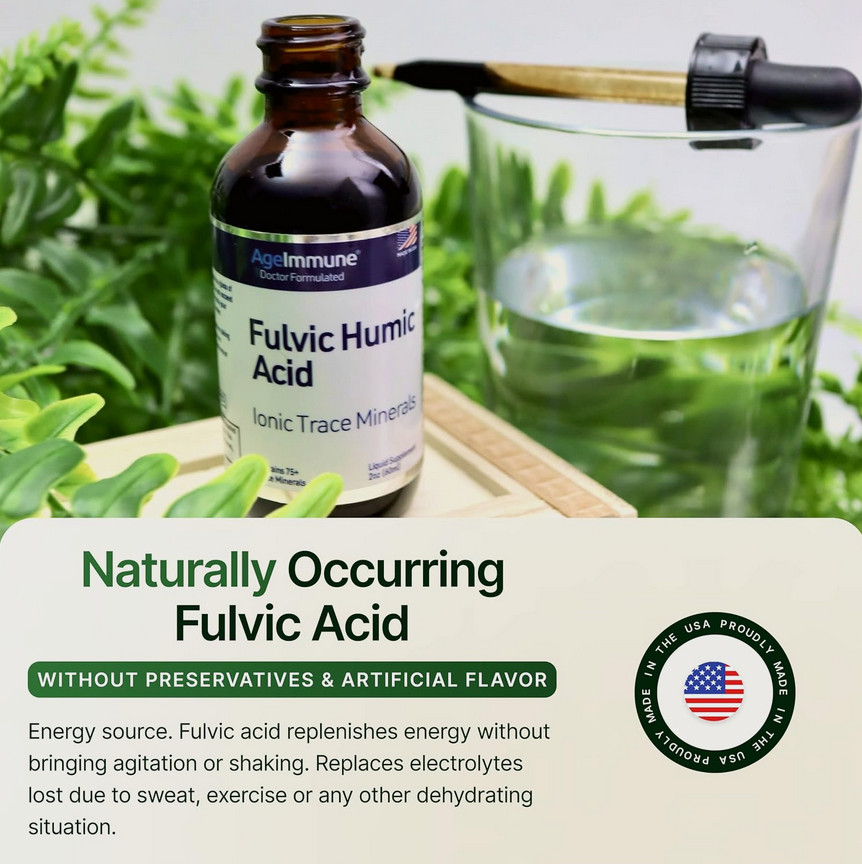 Fulvic Humic Acid 75 + Trace Minerals Liquid Supplement – Plant Derived in USA