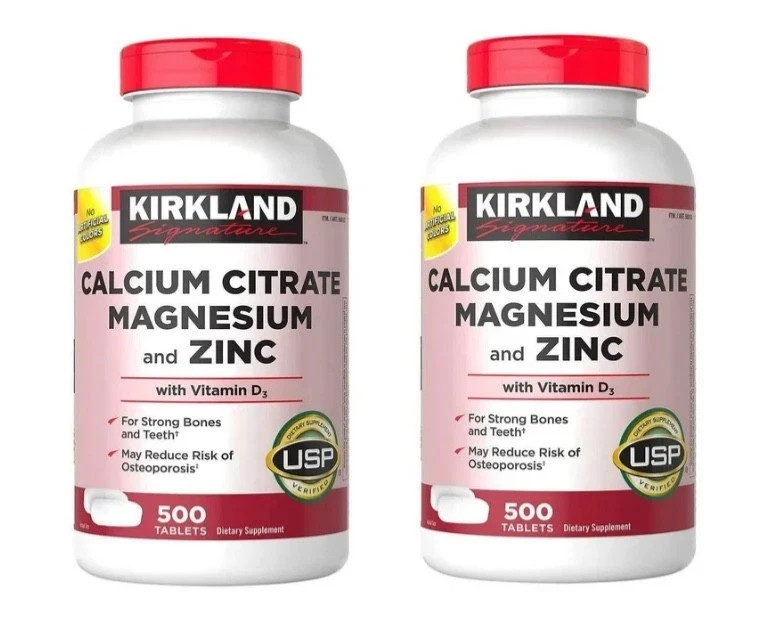 2 X Kirkland Signature Calcium Citrate Magnesium Zinc 500X2=1000 Tab EXP 01/29