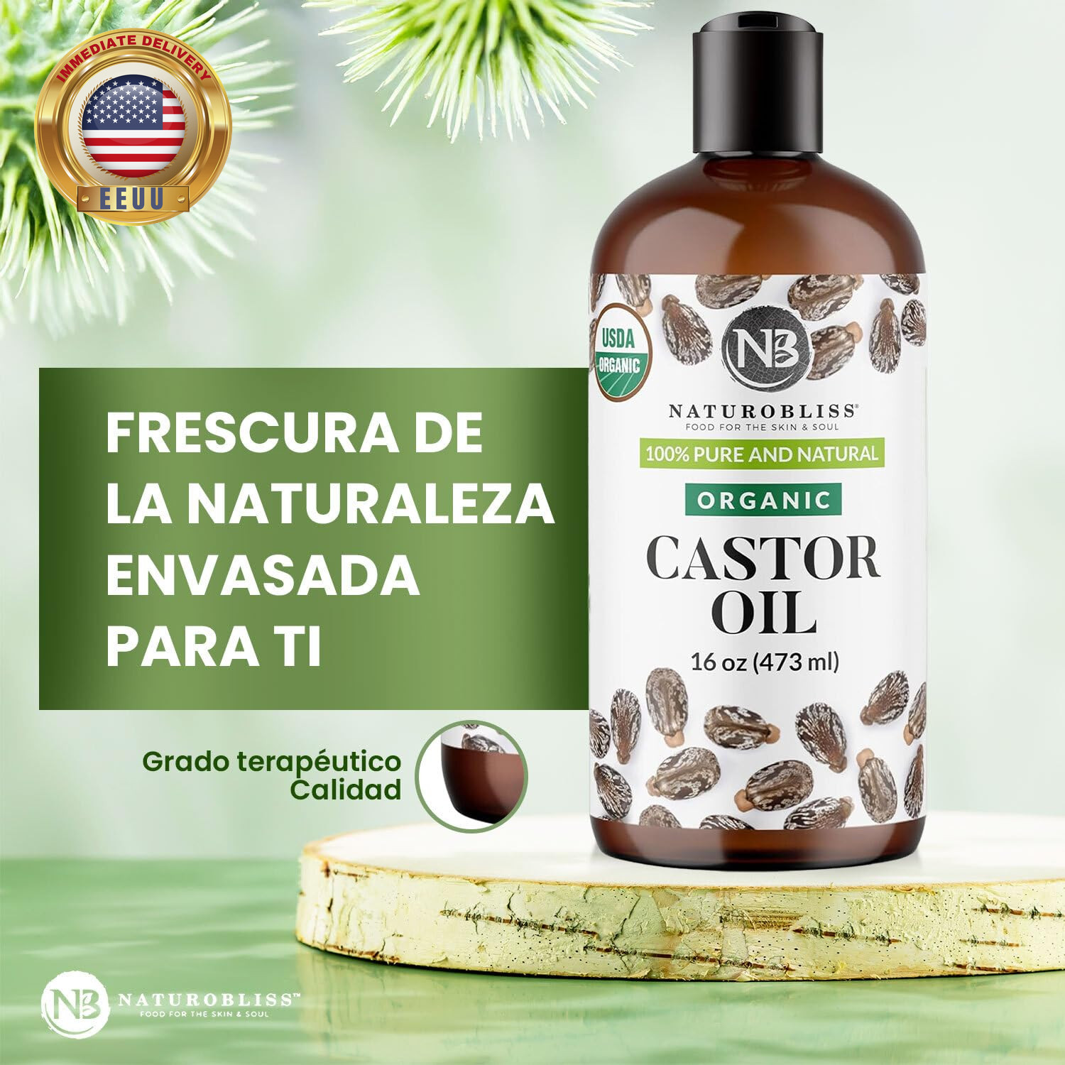 Organic Castor Oil 16 Oz – 100% Pure, Expeller-Pressed, Hexane-Free – Value Size