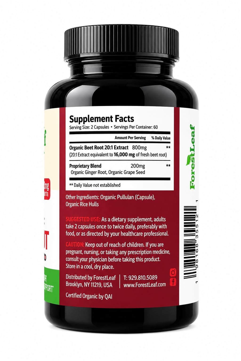 Organic Beet Root Capsules 1000mg – Nitric Oxide Support, Blood Pressure & Circu