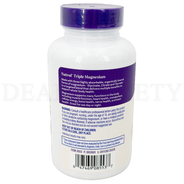 Natrol High Absorption Triple Magnesium Glycinate Citrate Taurate 60ct Lot of 2
