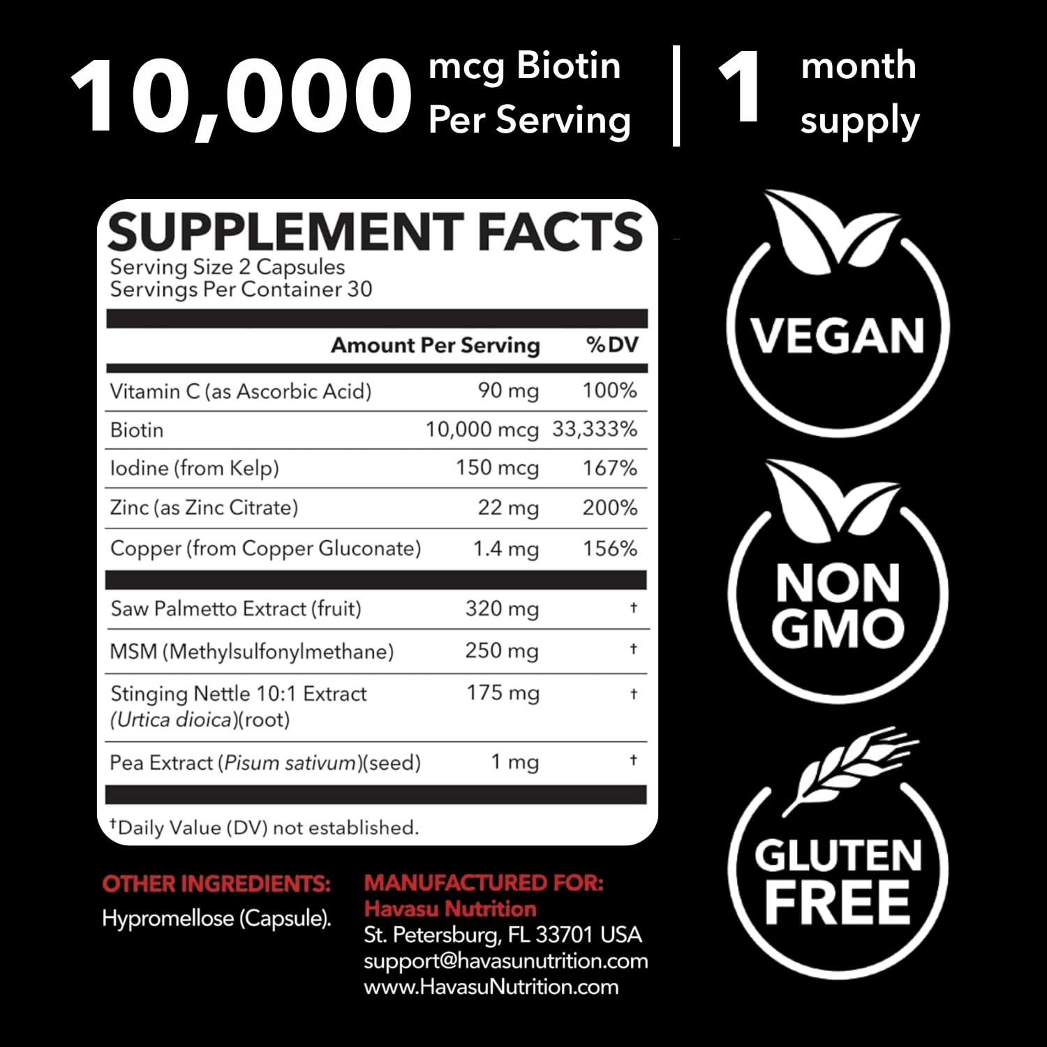 DHT Blocker for Men – Biotin 10000mcg, Saw Palmetto, MSM – Supports Hair Growth,