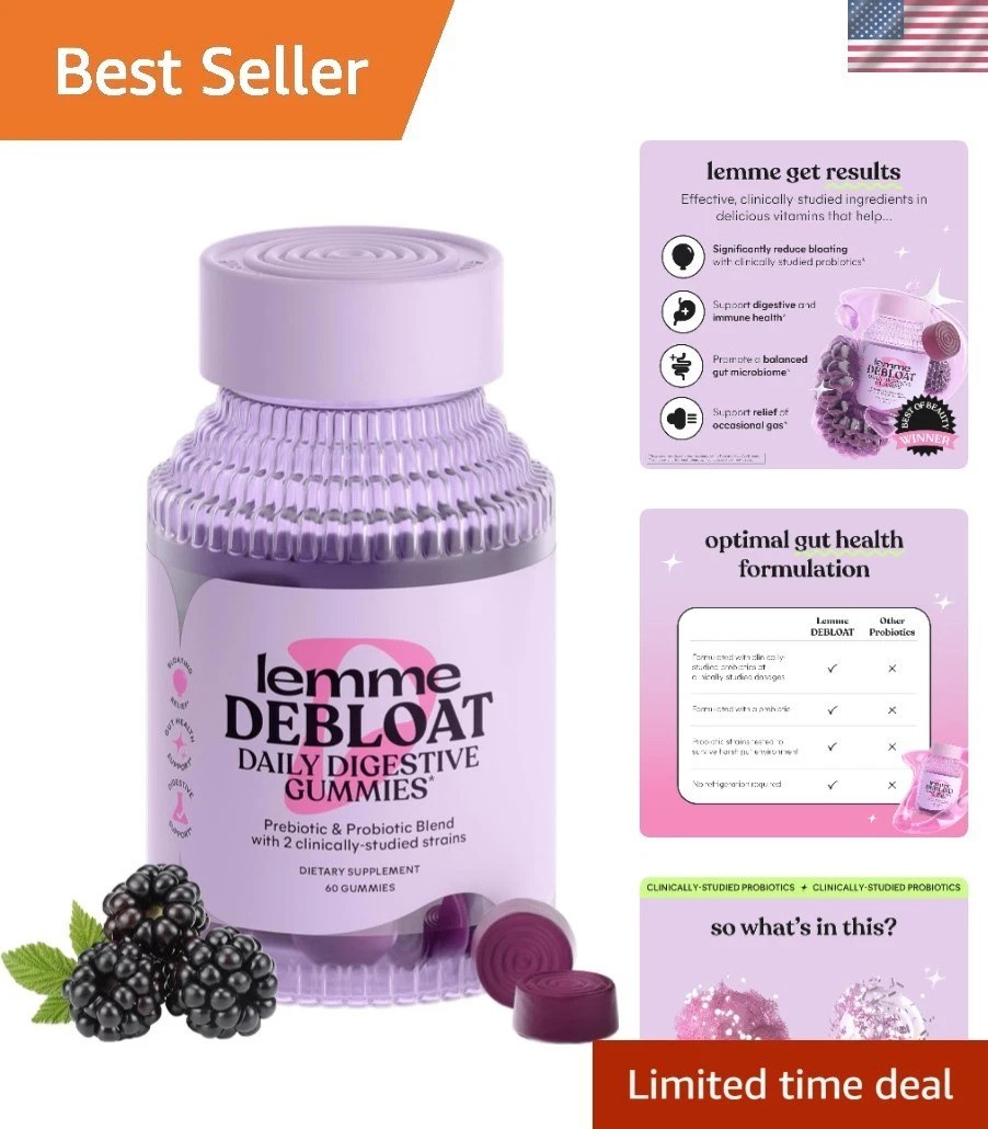 Debloat – Digestive & Gut Health Gummies with 2 Clinically Studied Probiotics…