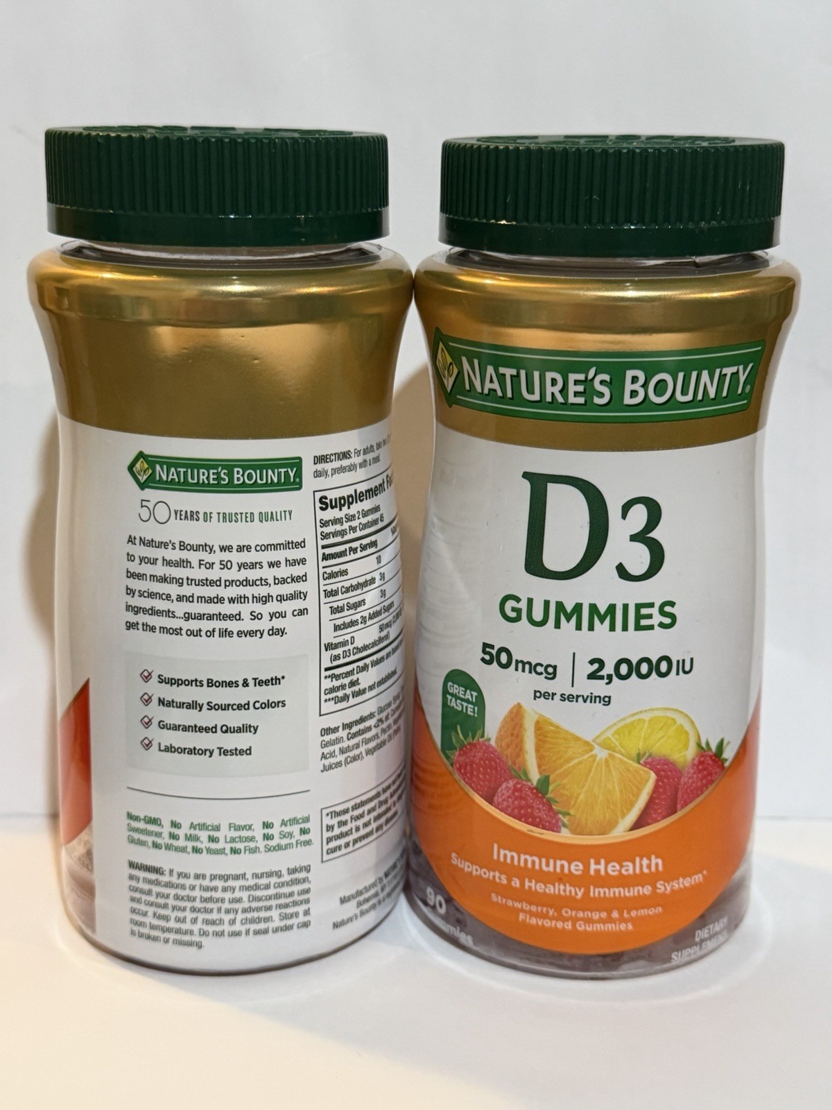 2PK Nature’s Bounty Vitamin D3 Gummies 50MCG 2000IU 90 Count Exp 06/2027