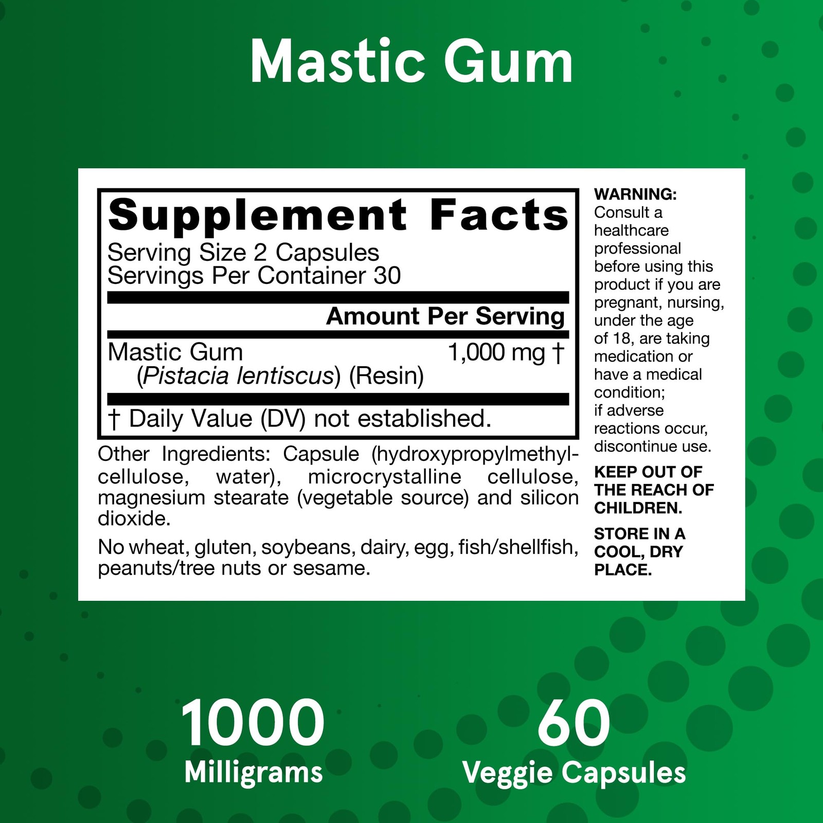 Jarrow Formulas Mastic Gum 1000 mg – 60 Veggie 60 Count (Pack of 1), White
