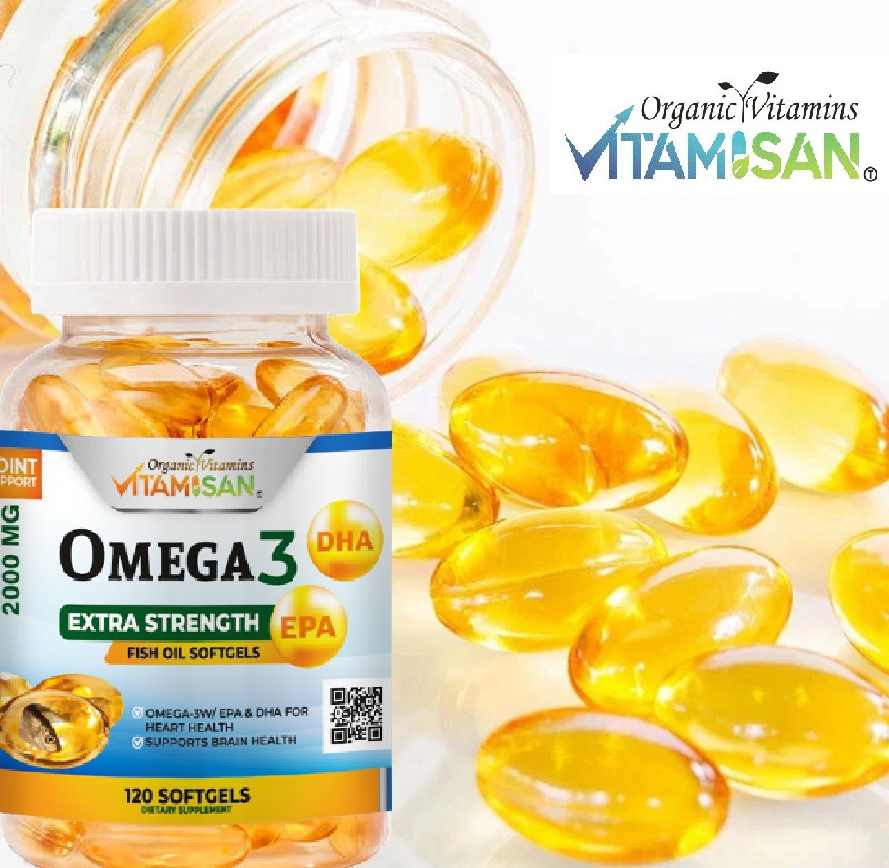Omega 3 Fish Oil 2000mg – Heart, Brain & Joint Support – 120 Softgels – USA Made
