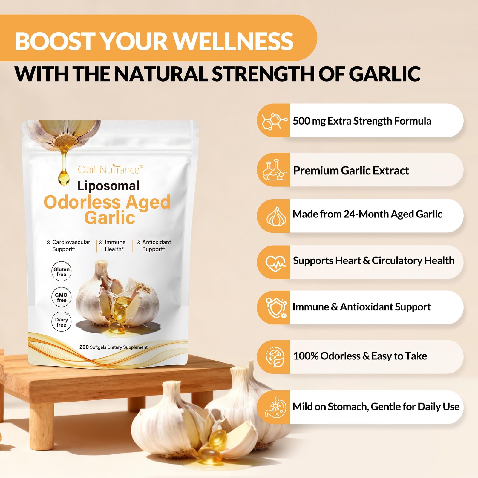 Aged Garlic Extract, Odorless Organic Garlic Supplements, 2 Years Aged Garlic…