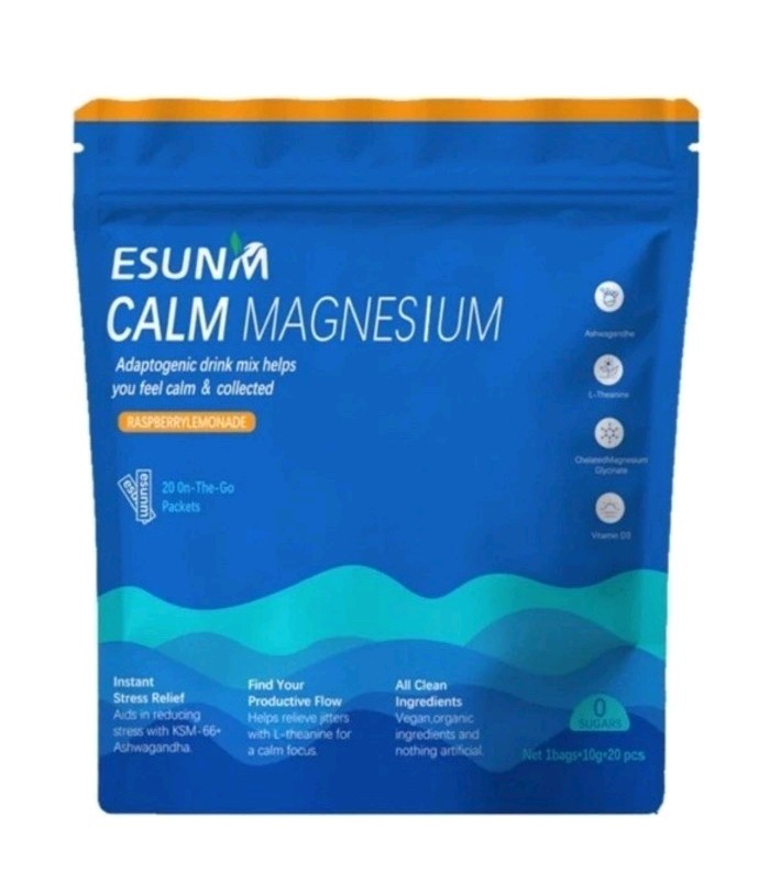 Esunm Calm Magnesium Raspberry Lemonade 20 On The Go Packets