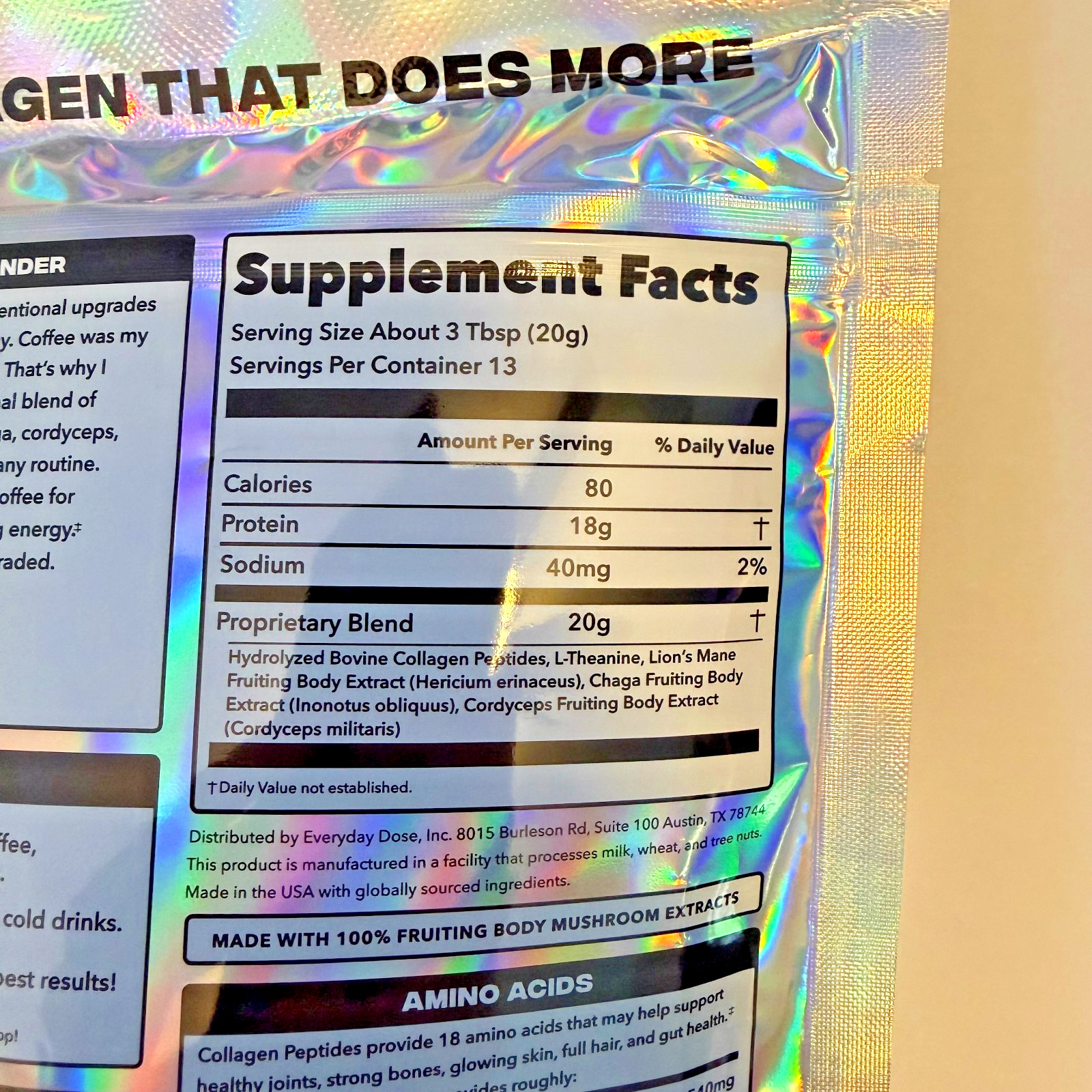 Everyday Dose All-in-One Collagen+ Powder, Unflavored, 9.33oz (13 Servings)Every