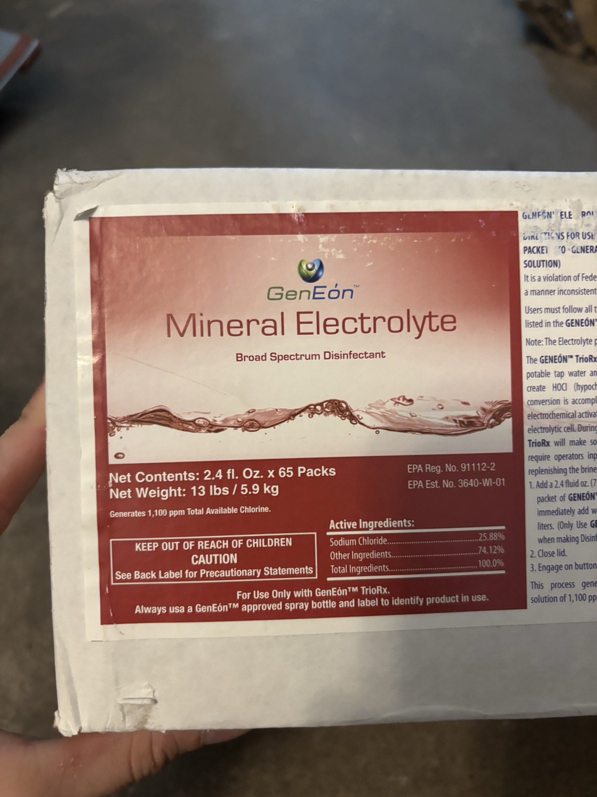 GenEón Mineral Electrolyte 2.4flz Oz Packs, Box Of 65 Packs