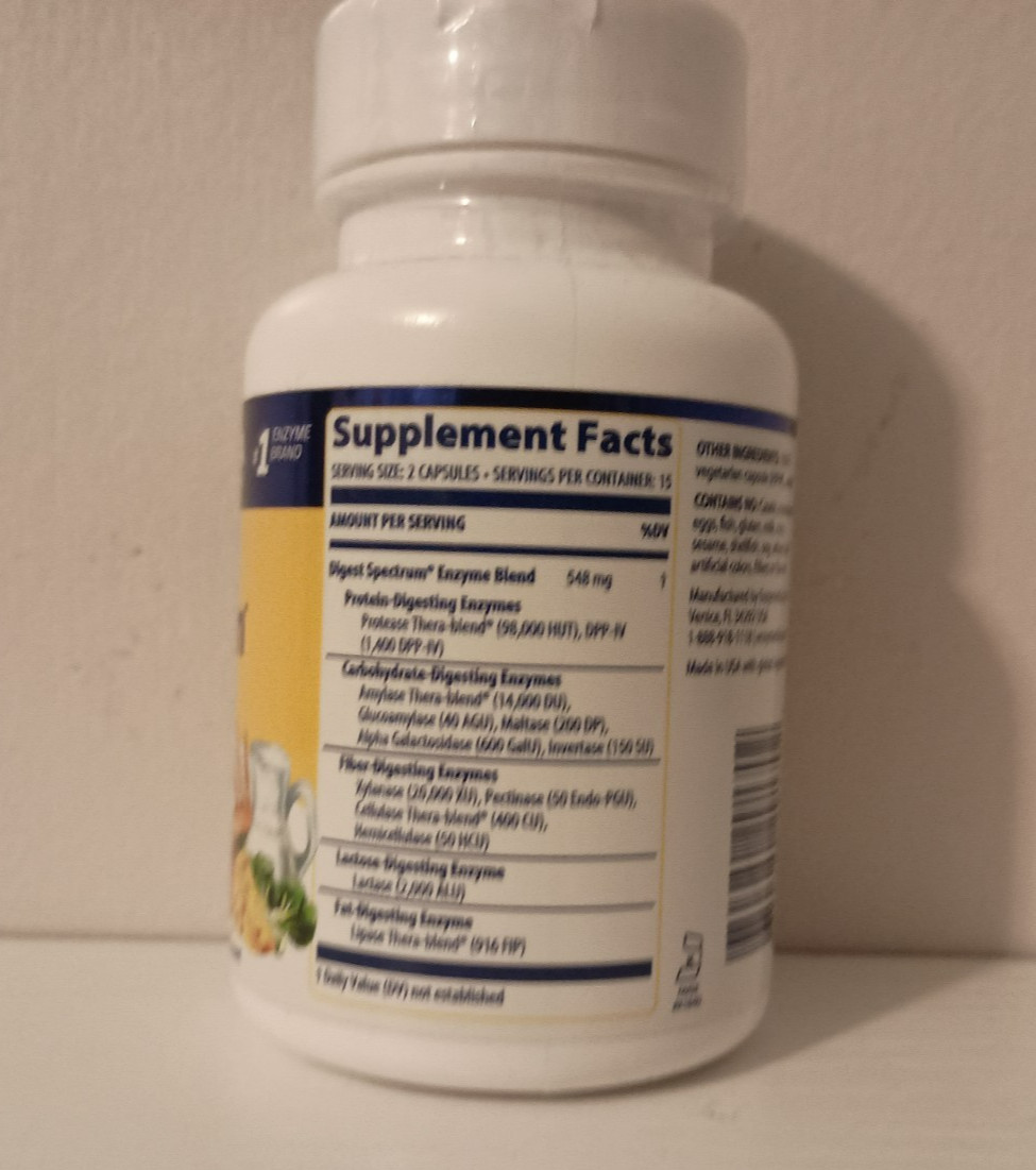 Enzymedica® Digest Spectrum 30 Capsules Casein-Free, Dairy-Free, Egg-Free VEGAN