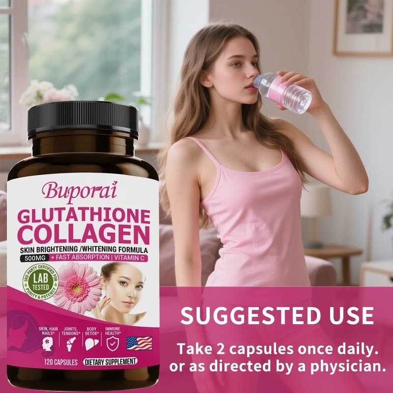 Glutathione and Collagen 120pcs,Anti-aging, Smooth and Firm Skin,Reduce Wrinkles
