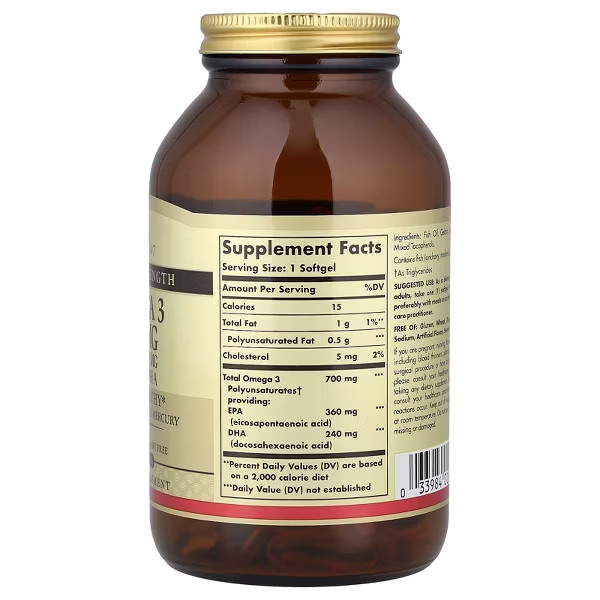 Solgar, Omega-3, EPA & DHA, 120 Softgels Dietary Suppliment Best By Date 08/2026
